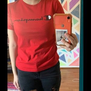 Red champion shirt